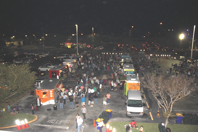 Food Truck Bazaar at night