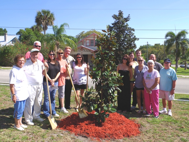 People by tree at Arbor Day
